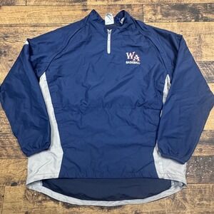 Majestic Mens WA Baseball Pullover Jacket Navy Gray Quarter Zip L Warm up zipoff
